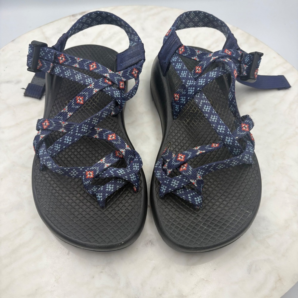 Chaco Sandals Womens 5 Blue Geometric Strappy Athletic Hiking Camp Water Shoes